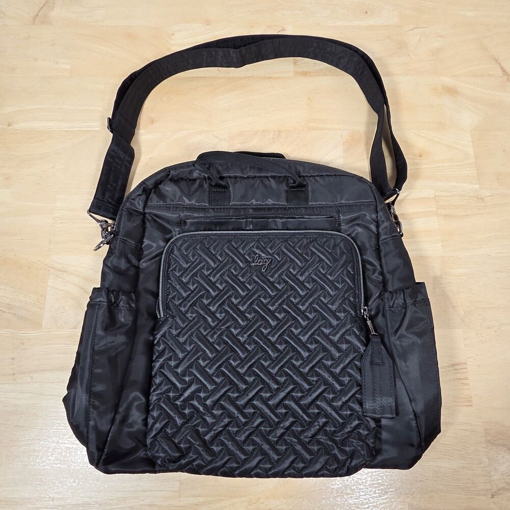 Lug SONATA Large Quilted Tote Black Travel Carryall Shoulder Strap